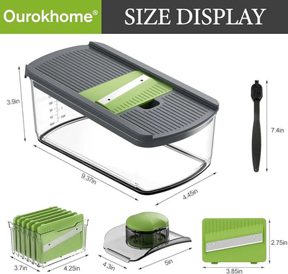 Ourokhome Mandolin Slicer for Kitchen Food, Hand Safe Vegetable Shredder with 6 Mandoline Blades, Veggie Waffle Cutter for Potato, Carrot, Zucchini, Onion, Essential Kitchen Gadgets 