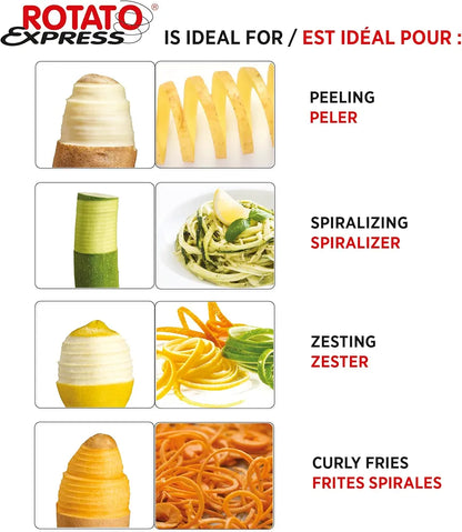 Starfrit Rotato Express Electric Peeler - 2 Spare Blades - Safe & Easy to Use - Effortlessly Peels Vegetables and Fruit
